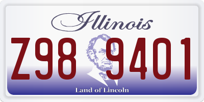 IL license plate Z989401