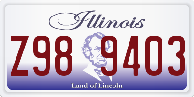 IL license plate Z989403