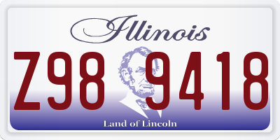 IL license plate Z989418