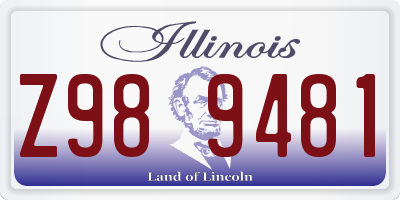 IL license plate Z989481