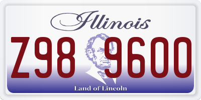 IL license plate Z989600