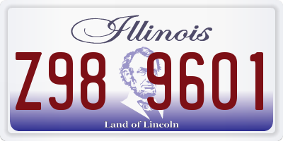 IL license plate Z989601