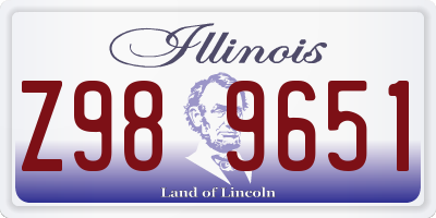 IL license plate Z989651