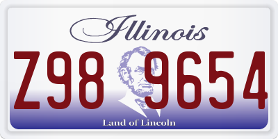 IL license plate Z989654