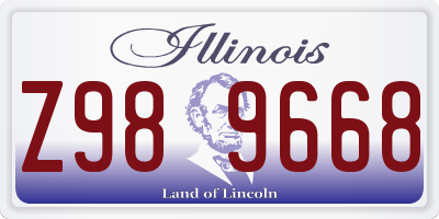 IL license plate Z989668