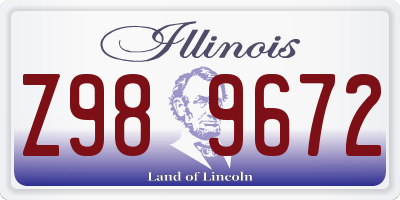 IL license plate Z989672