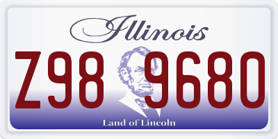 IL license plate Z989680