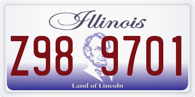 IL license plate Z989701