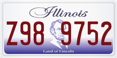 IL license plate Z989752