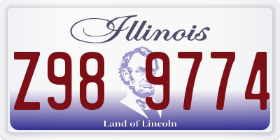 IL license plate Z989774