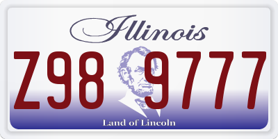 IL license plate Z989777