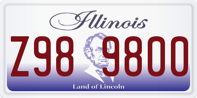 IL license plate Z989800