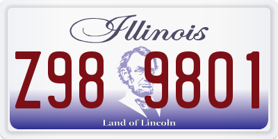 IL license plate Z989801