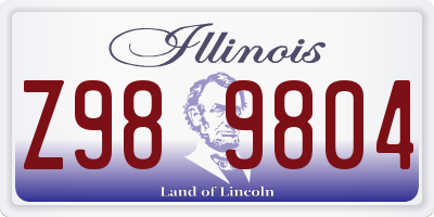 IL license plate Z989804