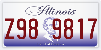 IL license plate Z989817