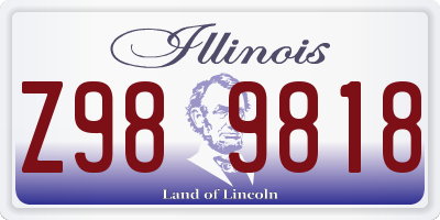 IL license plate Z989818