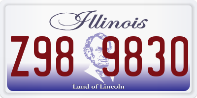 IL license plate Z989830