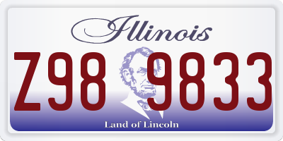 IL license plate Z989833