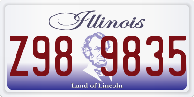 IL license plate Z989835