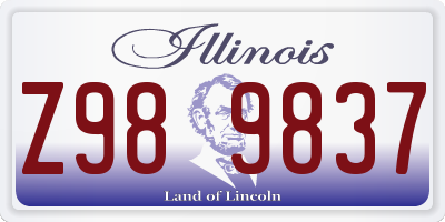 IL license plate Z989837