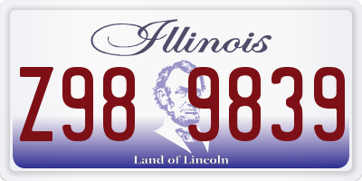 IL license plate Z989839