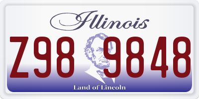 IL license plate Z989848