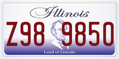 IL license plate Z989850