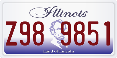 IL license plate Z989851