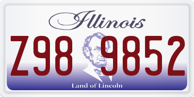 IL license plate Z989852