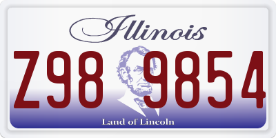 IL license plate Z989854