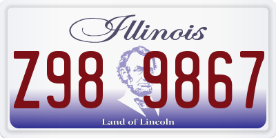 IL license plate Z989867