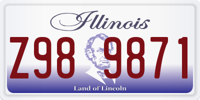 IL license plate Z989871