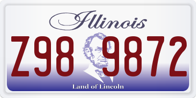 IL license plate Z989872