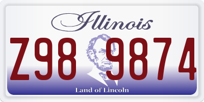 IL license plate Z989874