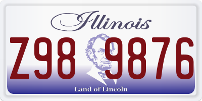 IL license plate Z989876