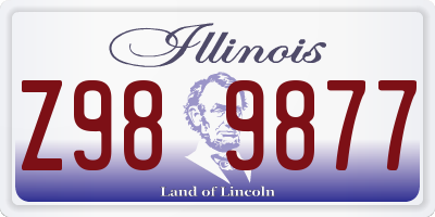 IL license plate Z989877