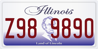 IL license plate Z989890