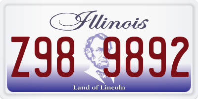 IL license plate Z989892