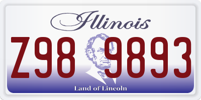 IL license plate Z989893