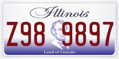 IL license plate Z989897