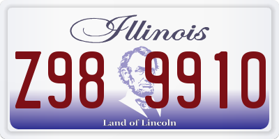 IL license plate Z989910