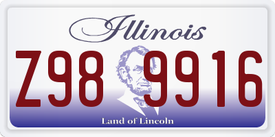 IL license plate Z989916