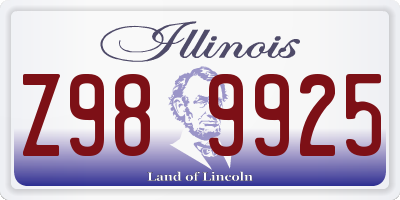 IL license plate Z989925