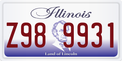 IL license plate Z989931