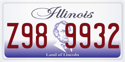 IL license plate Z989932