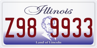 IL license plate Z989933