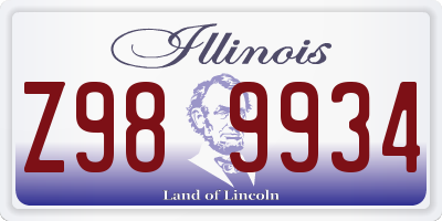 IL license plate Z989934