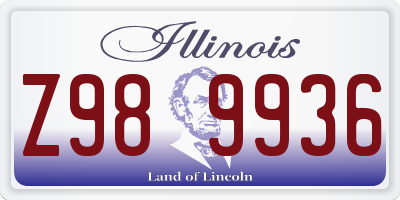 IL license plate Z989936