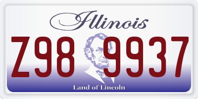 IL license plate Z989937