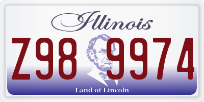 IL license plate Z989974